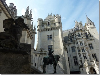 Inside courtyard with knights and gargoils at Pierreonds