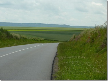 Agricultural fields and rolling hills