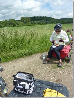 Steve picnicing beside trail