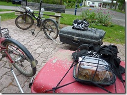 Roasted chicken on back of bike