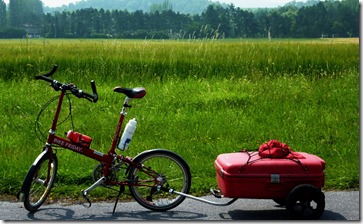 Gayla's bike near memorial monument