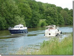 Barges on the move on the Meuse