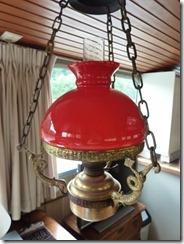 Lamp above table in barge