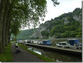 Biking into the marina near Dinant