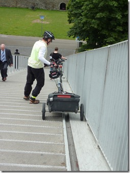 Track for wheeling bikes down steps