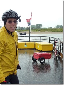 Steve crossing the Waal on the ferry