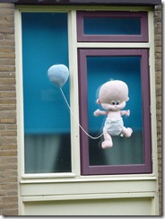 Announment of baby boy in window