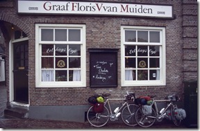 Cafe Muiden 1984 with Gayla's Centurion bike